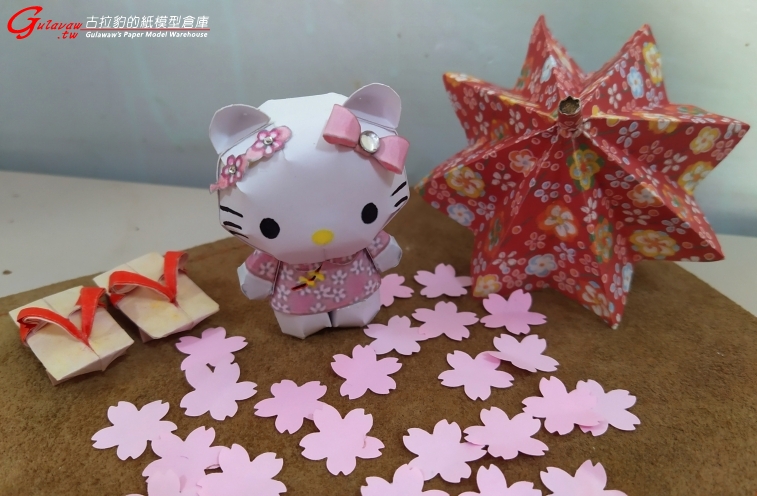 櫻花Hello kitty紙模型